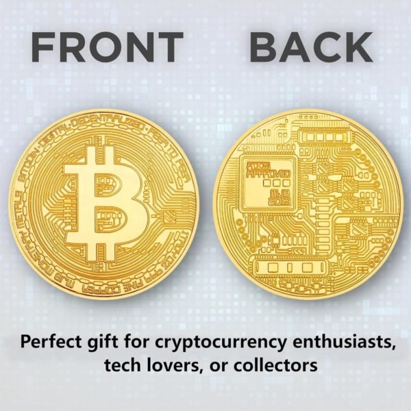 4 Pcs/Set Bitcoin Commemorative Collector Coin, Gold Plated Novelty Coins, Cryptocurrency Collectible Gift, Coin Thickness 3MM - Image 3