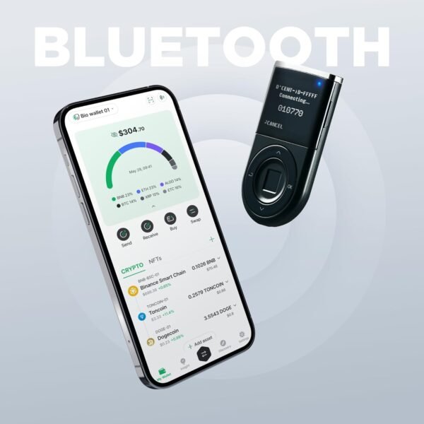 D'CENT Hardware Wallet – Biometric Cold Wallet for Crypto with Fingerprint Authentication | Secure Bluetooth Storage for Bitcoin, Ethereum, XRP, XDC, Solana, Stablecoins & More - Image 4