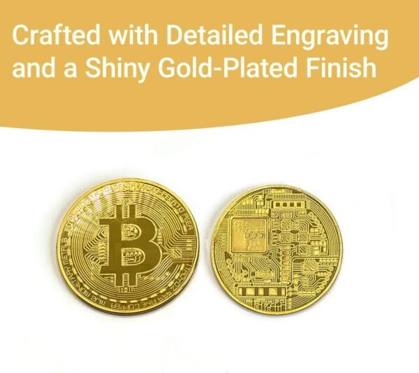6Ps Gold Plated Bitcoin Coin – Physical Cryptocurrency Collectible with Protective Display Case, Premium Commemorative Souvenir for Crypto Enthusiasts and Gift Giving （Golden - Image 4