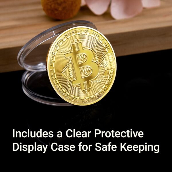 6Ps Gold Plated Bitcoin Coin – Physical Cryptocurrency Collectible with Protective Display Case, Premium Commemorative Souvenir for Crypto Enthusiasts and Gift Giving （Golden - Image 5