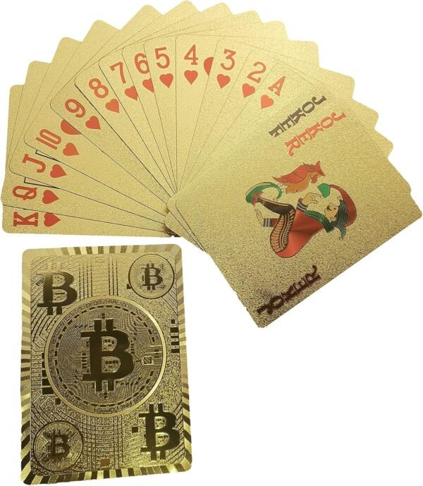 Rich Life Style Bitcoin Waterproof Gold Playing Cards with Commemorative Bitcoin Encased in Protective Plastic - Image 5